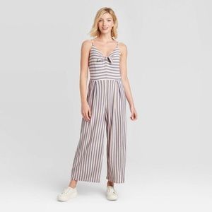 Xhilaration V-Neck Tie Front Cropped Jumpsuit